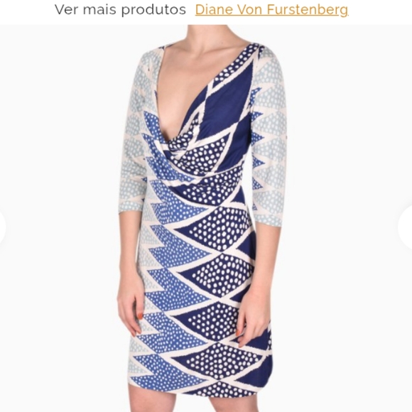 Diane Von Furstenberg Dresses & Skirts - Diane Von Furstenberg Blue and White Sheath Midi Dress